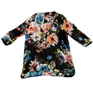 H&M Floral Sheer Hi-Low Blouse